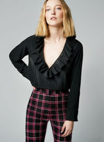 Deep V Ruffle Blouse