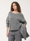 Grey Boucle Knit Sweater with Pockets
