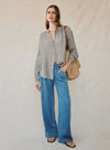 Shirred Mandarin Collar Shirt