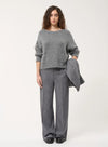 Grey Boucle Knit Sweater with Pockets