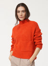 Orange High-Neck Boucle Sweater