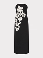 Placed Floral Strapless Knit Midi Dress