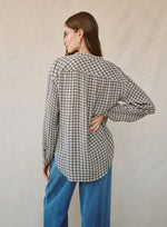 Shirred Mandarin Collar Shirt