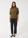 Khaki High-Neck Boucle Sweater