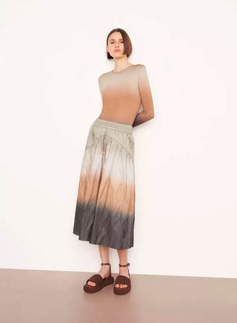 Dip-Dye Ombre Italian Cotton-Blend Tiered Skirt
