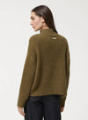 Khaki High-Neck Boucle Sweater