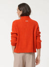 Orange High-Neck Boucle Sweater