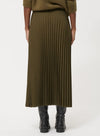 Khaki Pleated Midi Skirt